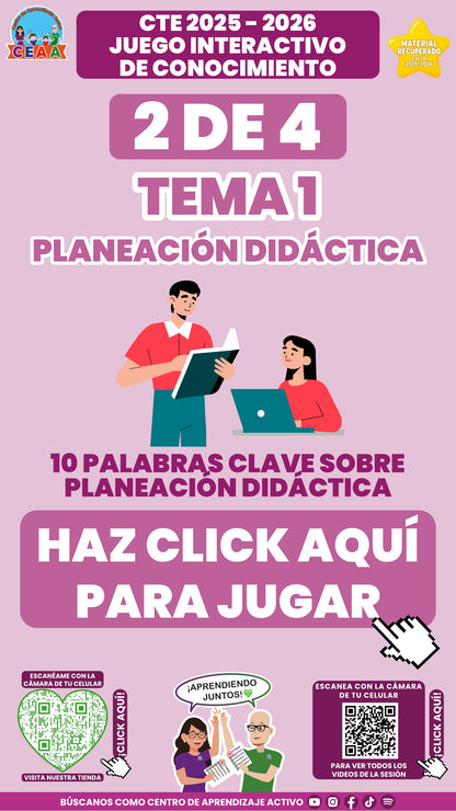 Juego interactivo 2 de 4: Planeación didáctica (Material recuperado 25/26)
