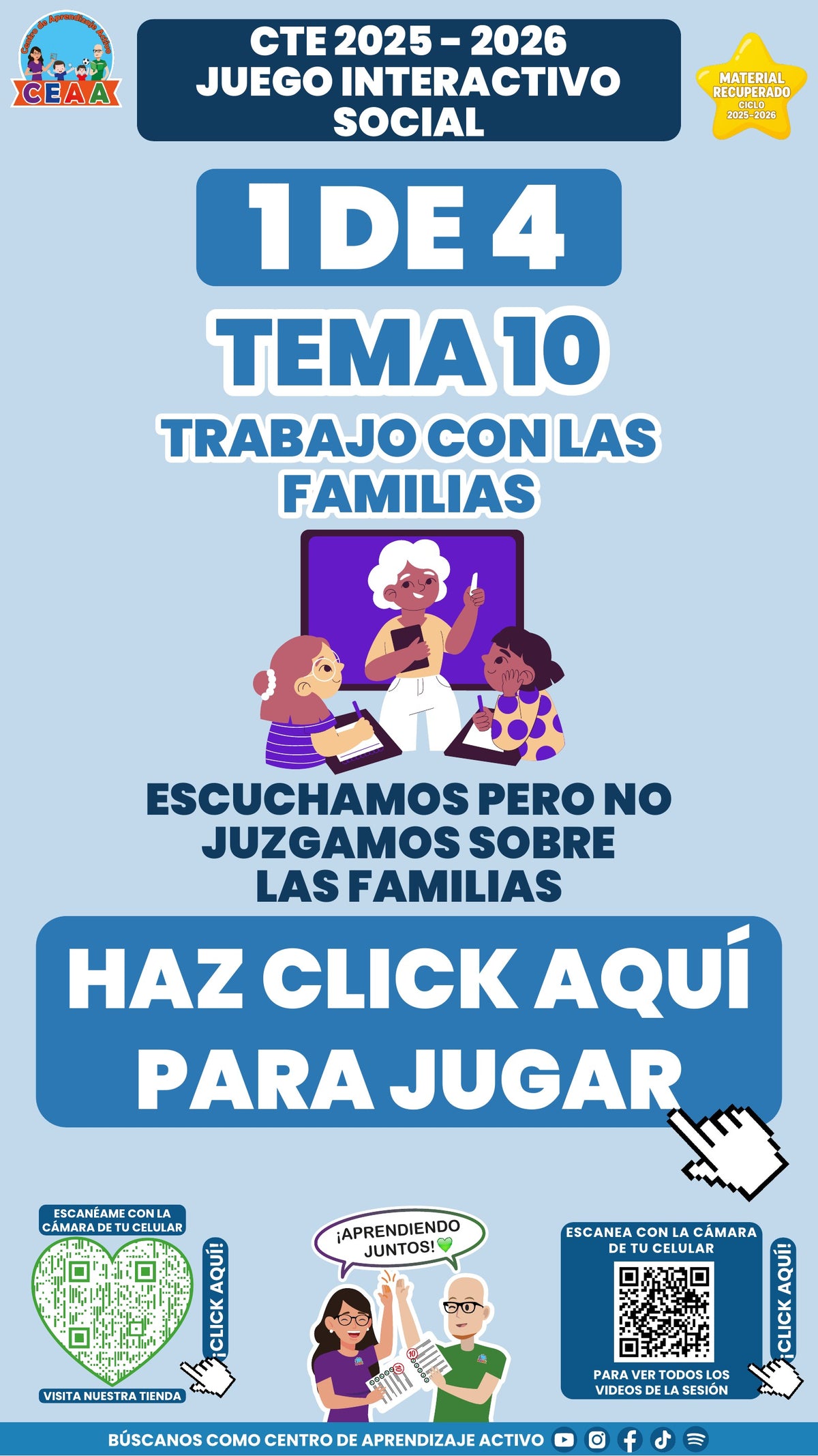 Juego interactivo 1 de 4: Trabajo con las familias (Material recuperado 25/26)