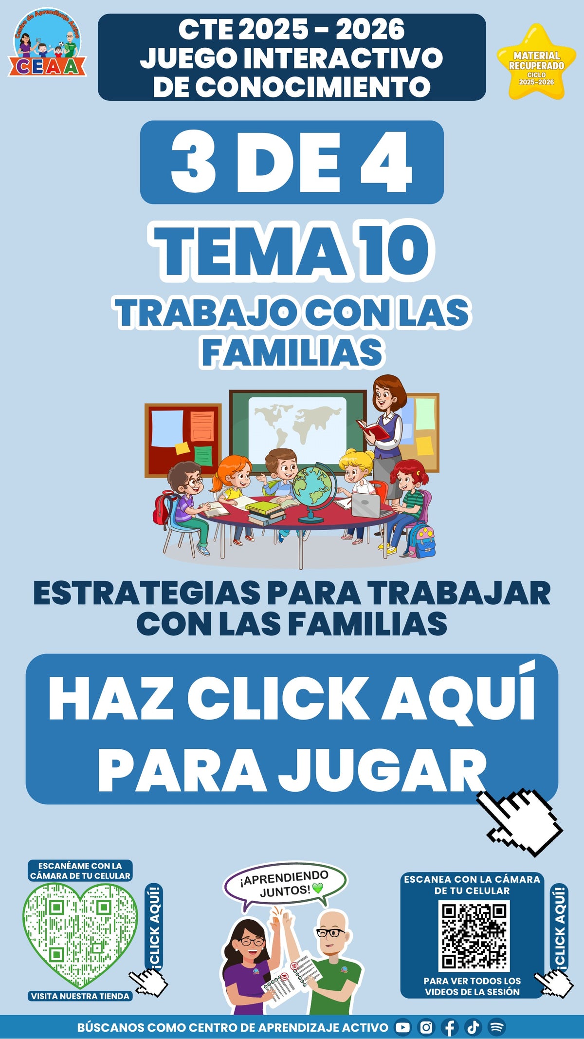 Juego interactivo 3 de 4: Trabajo con las familias (Material recuperado 25/26)