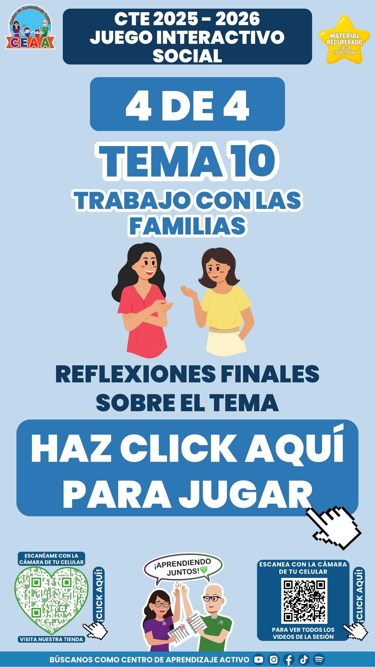 Juego interactivo 4 de 4: Trabajo con las familias (Material recuperado 25/26)