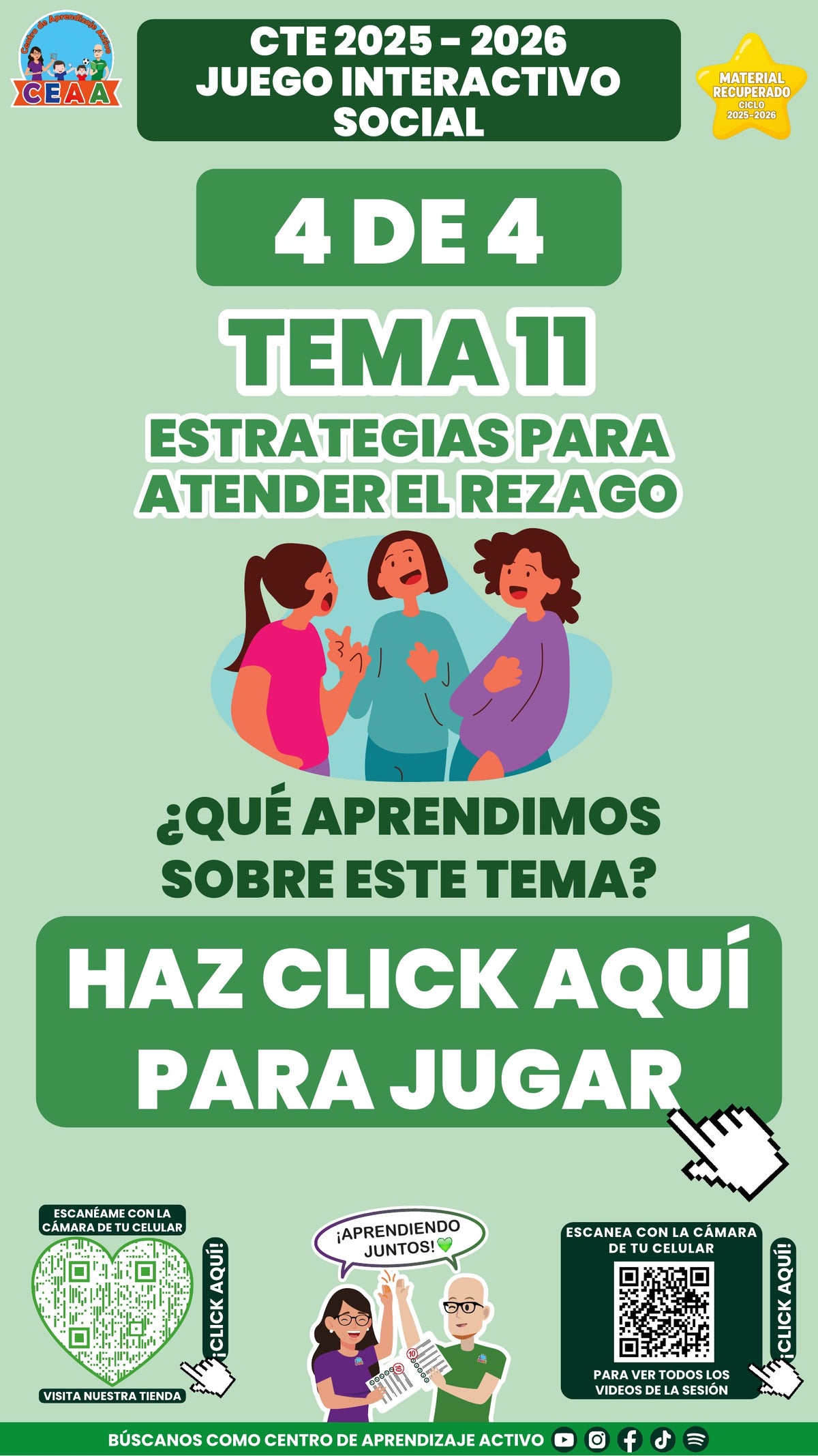 Juego interactivo 4 de 4: Estrategias para atender el rezago (Material recuperado 25/26)