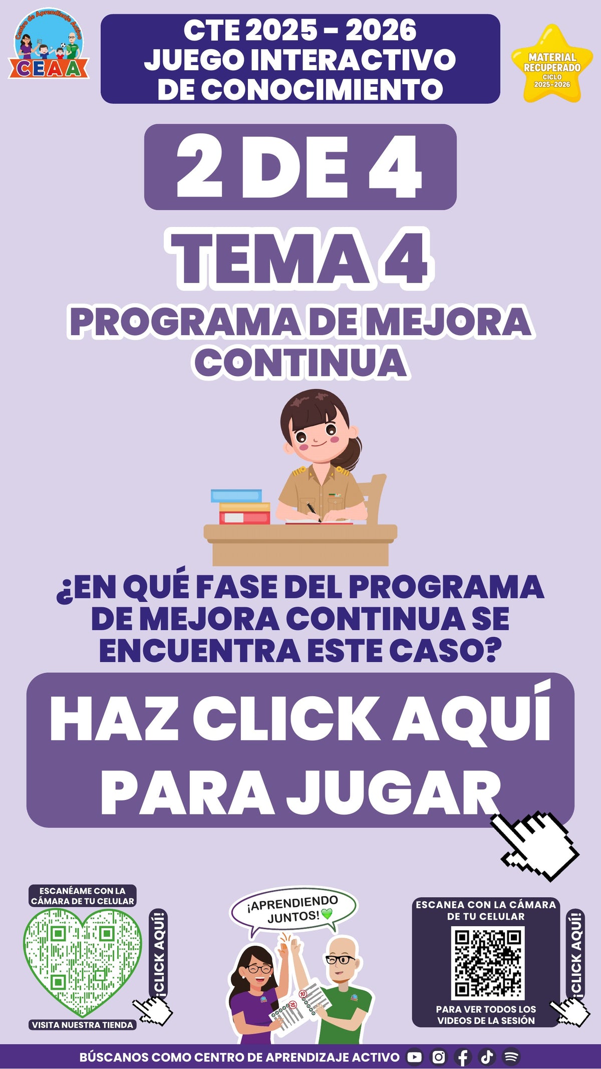 Juego interactivo 2 de 4: Programa de mejora continua (Material recuperado 25/26)