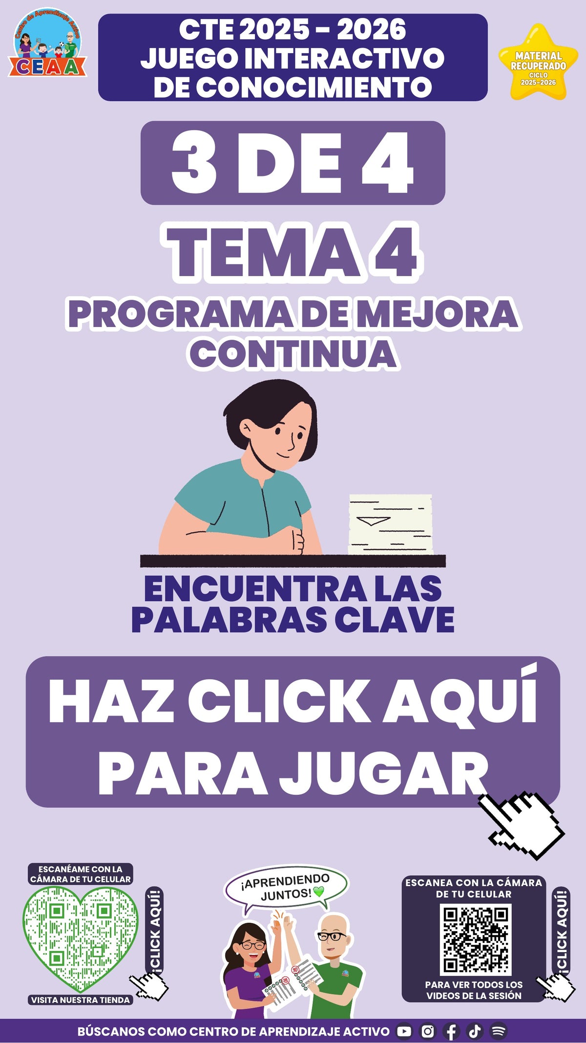 Juego interactivo 3 de 4: Programa de mejora continua (Material recuperado 25/26)