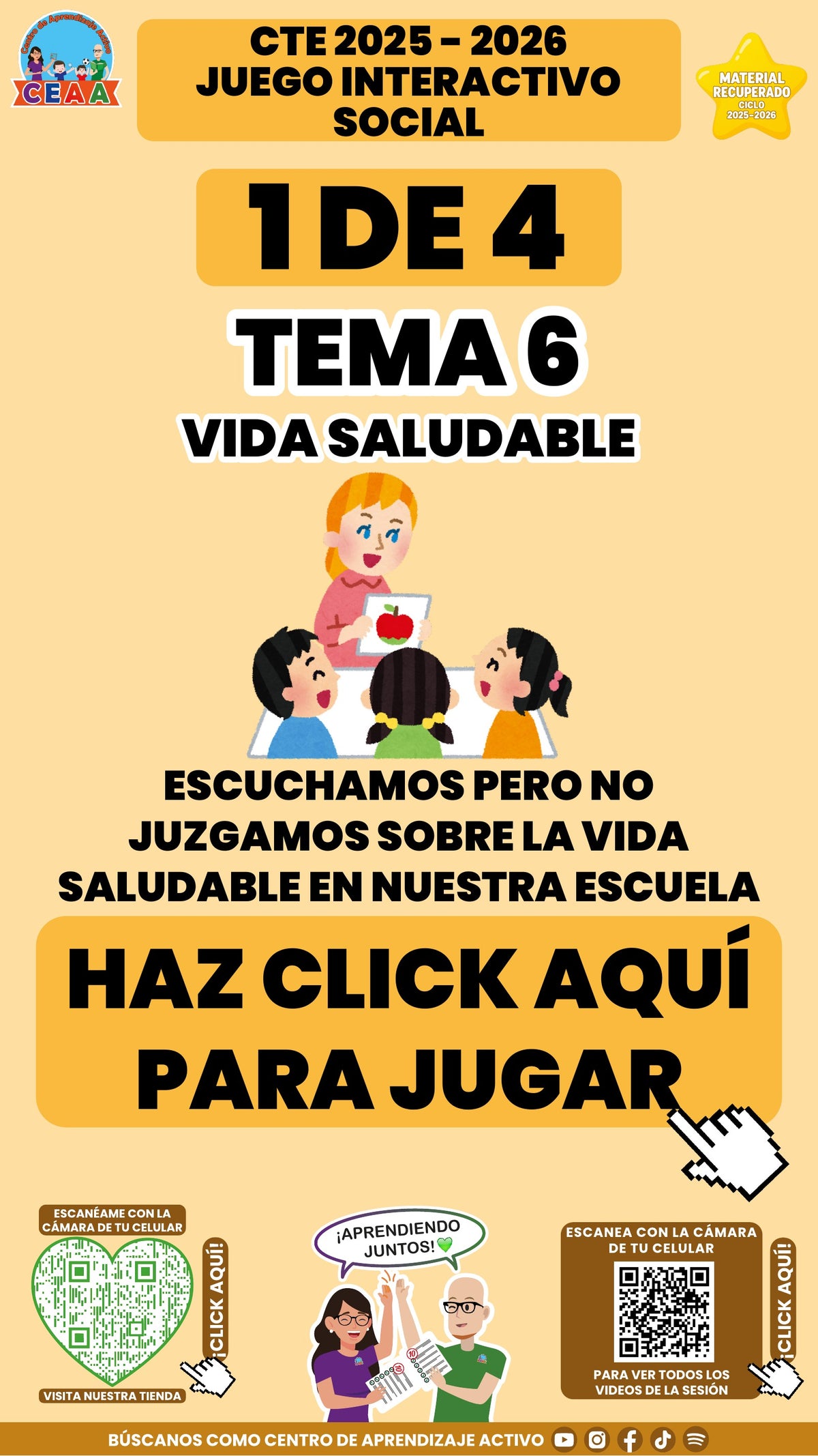 Juego interactivo 1 de 4: Vida saludable (Material recuperado 25/26)
