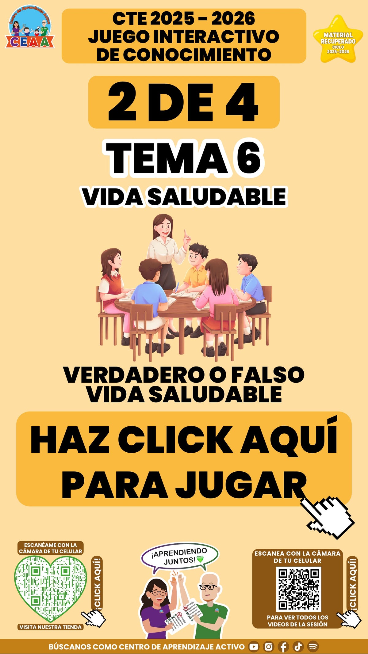 Juego interactivo 2 de 4: Vida saludable (Material recuperado 25/26)