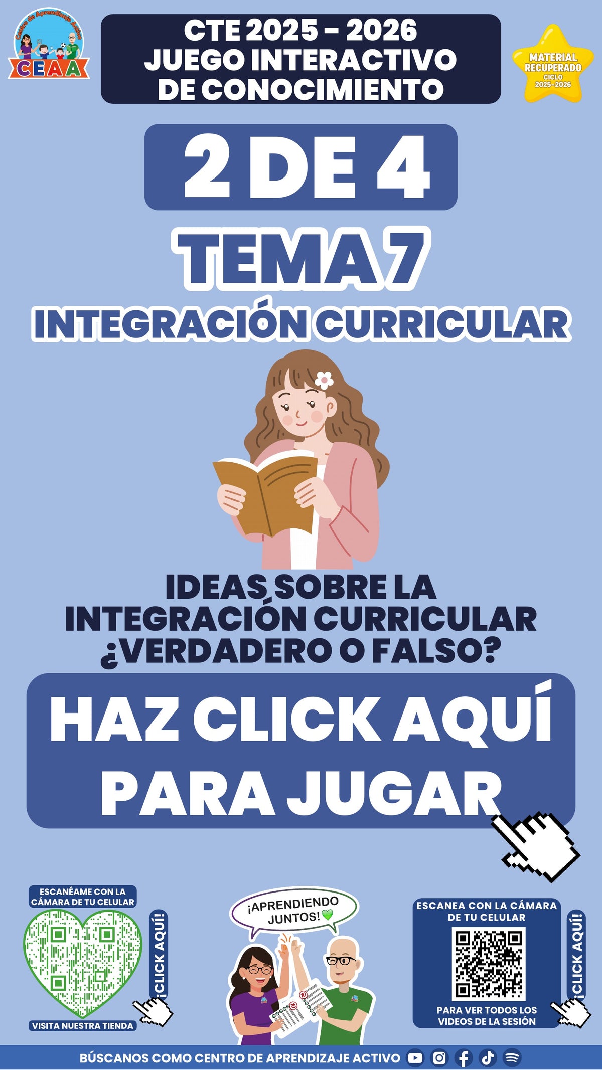 Juego interactivo 2 de 4: Integración curricular (Material recuperado 25/26)