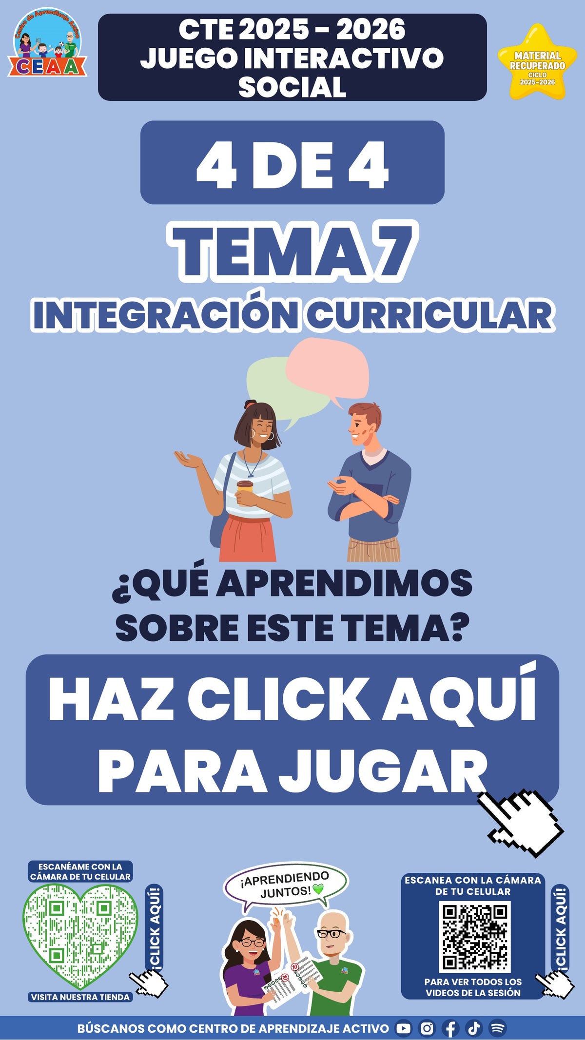 Juego interactivo 4 de 4: Integración curricular (Material recuperado 25/26)