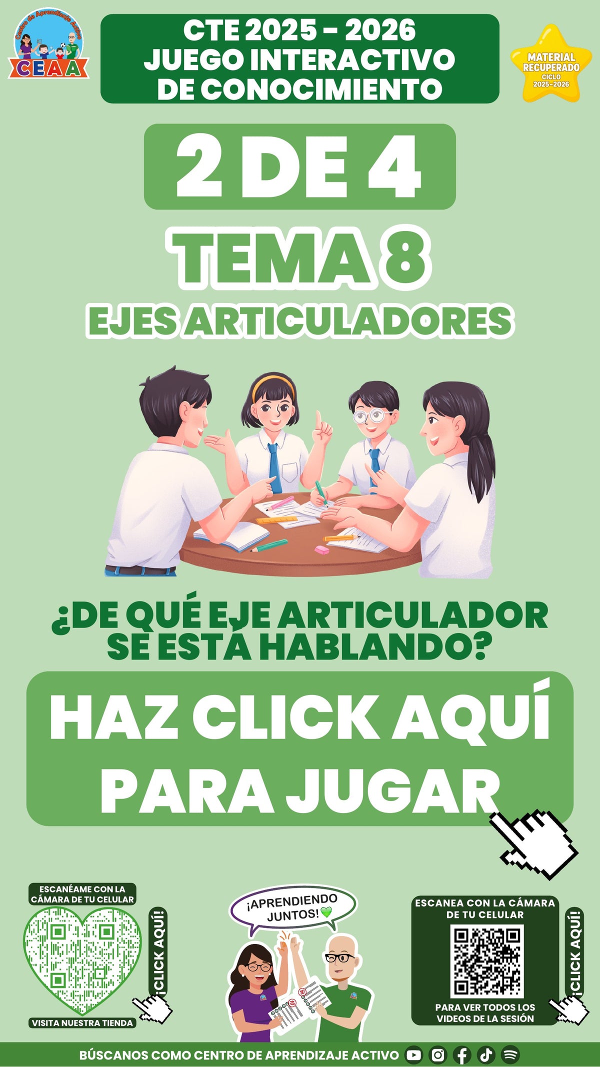 Juego interactivo 2 de 4: Ejes articuladores (Material recuperado 25/26)