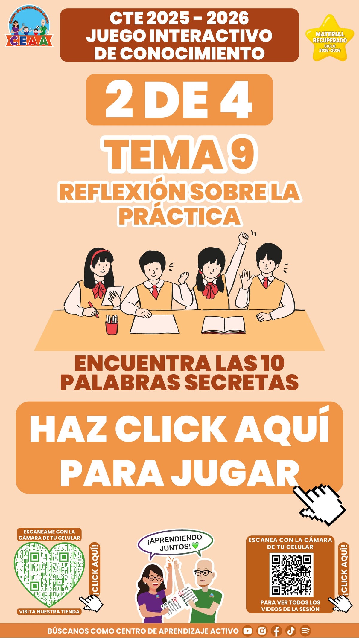 Juego interactivo 2 de 4: Reflexión sobre la práctica (Material recuperado 25/26)