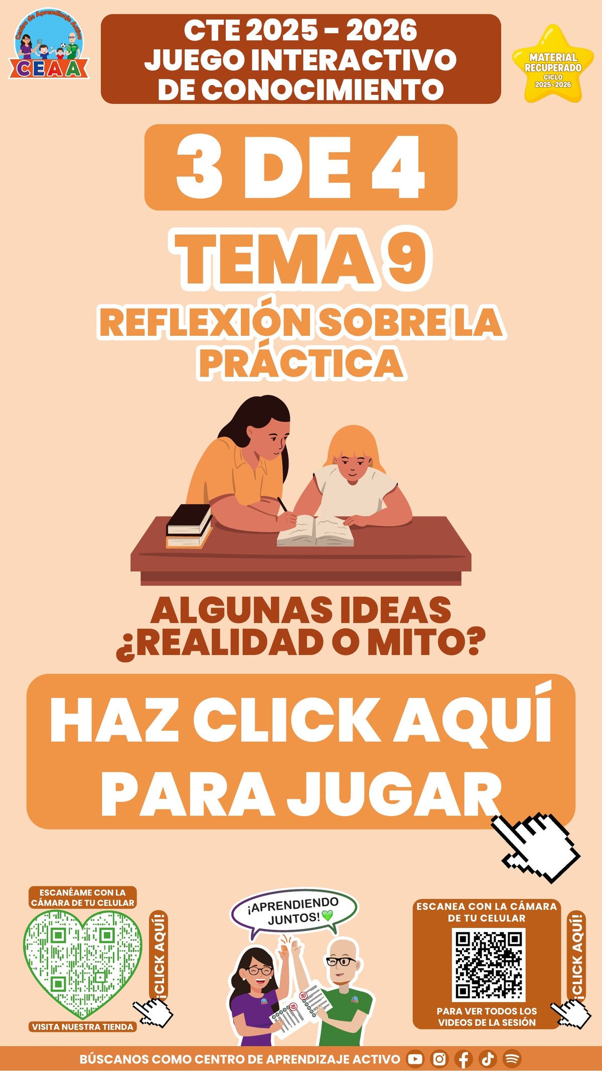 Juego interactivo 3 de 4: Reflexión sobre la práctica (Material recuperado 25/26)
