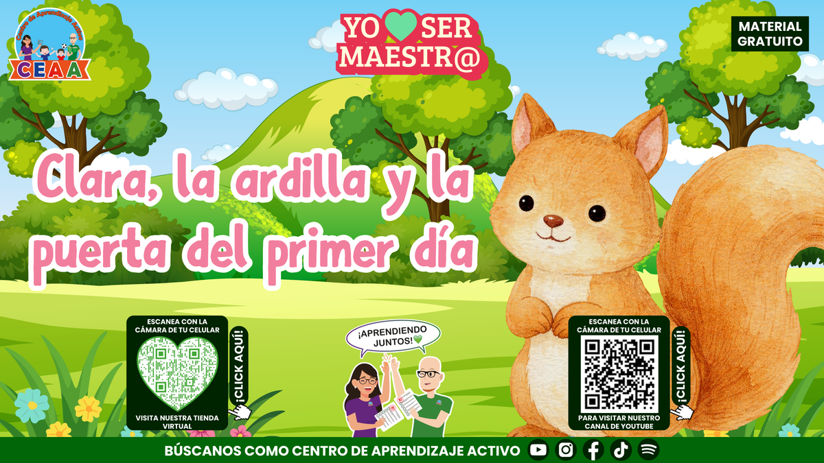 Portada de Clara, la ardilla y la puerta del primer día, historia reflexiva en PDF.