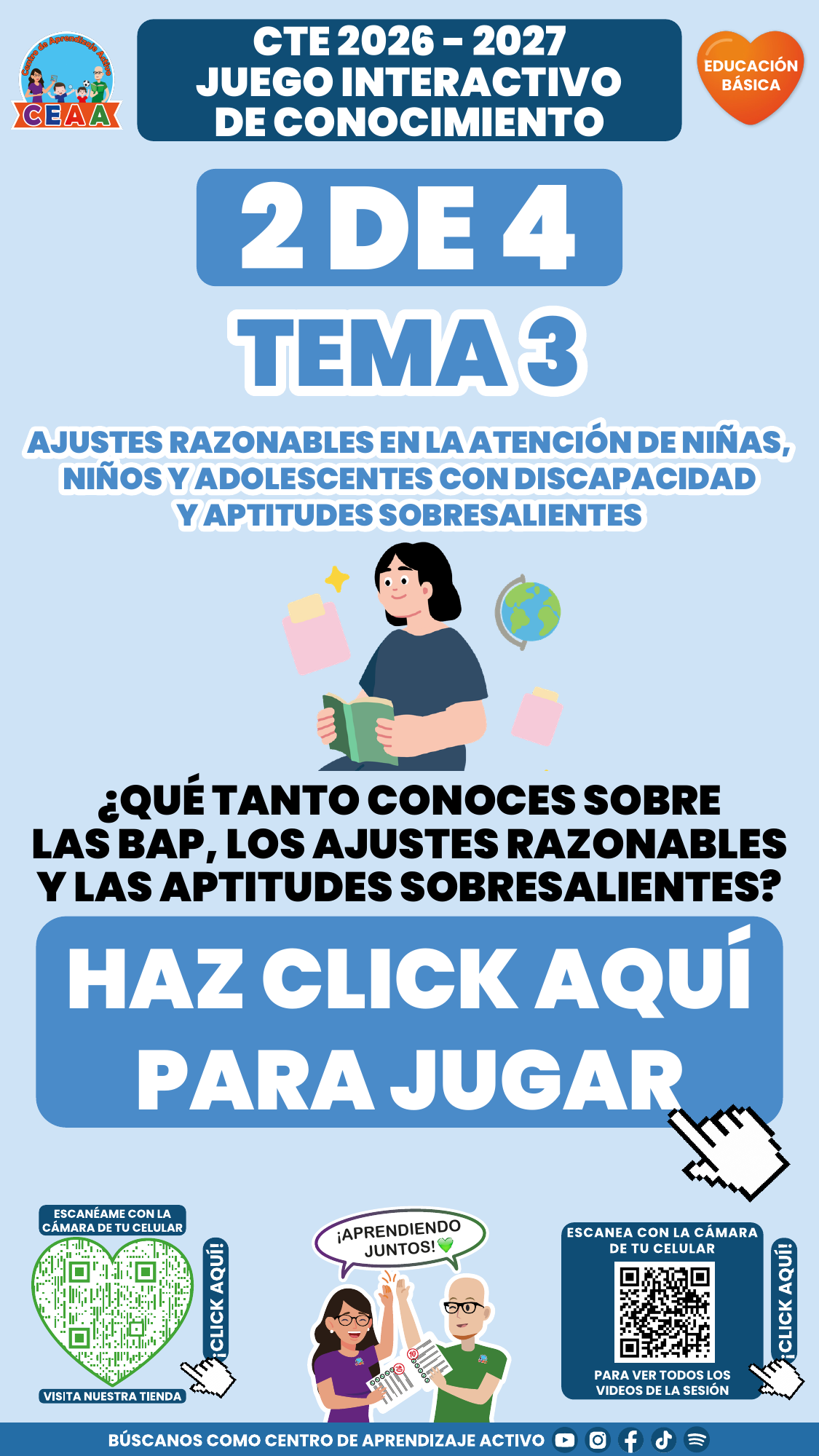 Portada del juego 2 de 4. Educación Básica, tema 3, CTE 2026-2027.