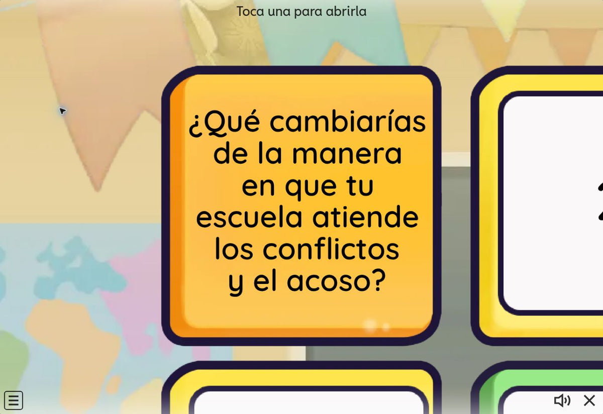 Juego 1, tema 2 de Educación Básica, CTE 2026-2027: ¿Qué cambiarías de la manera en que tu escuela atiende los conflictos y el acoso?