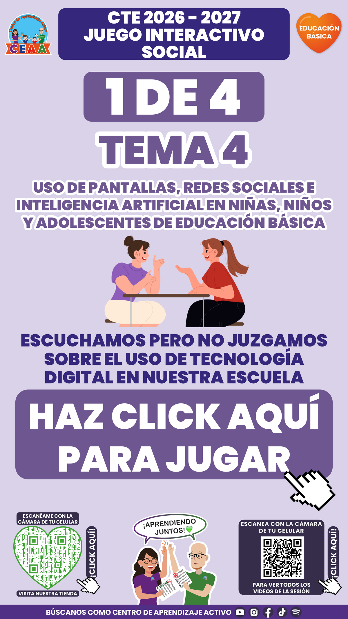Portada del juego 1 de 4 del tema 4 de Educación Básica, Consejo Técnico Escolar 2026-2027.