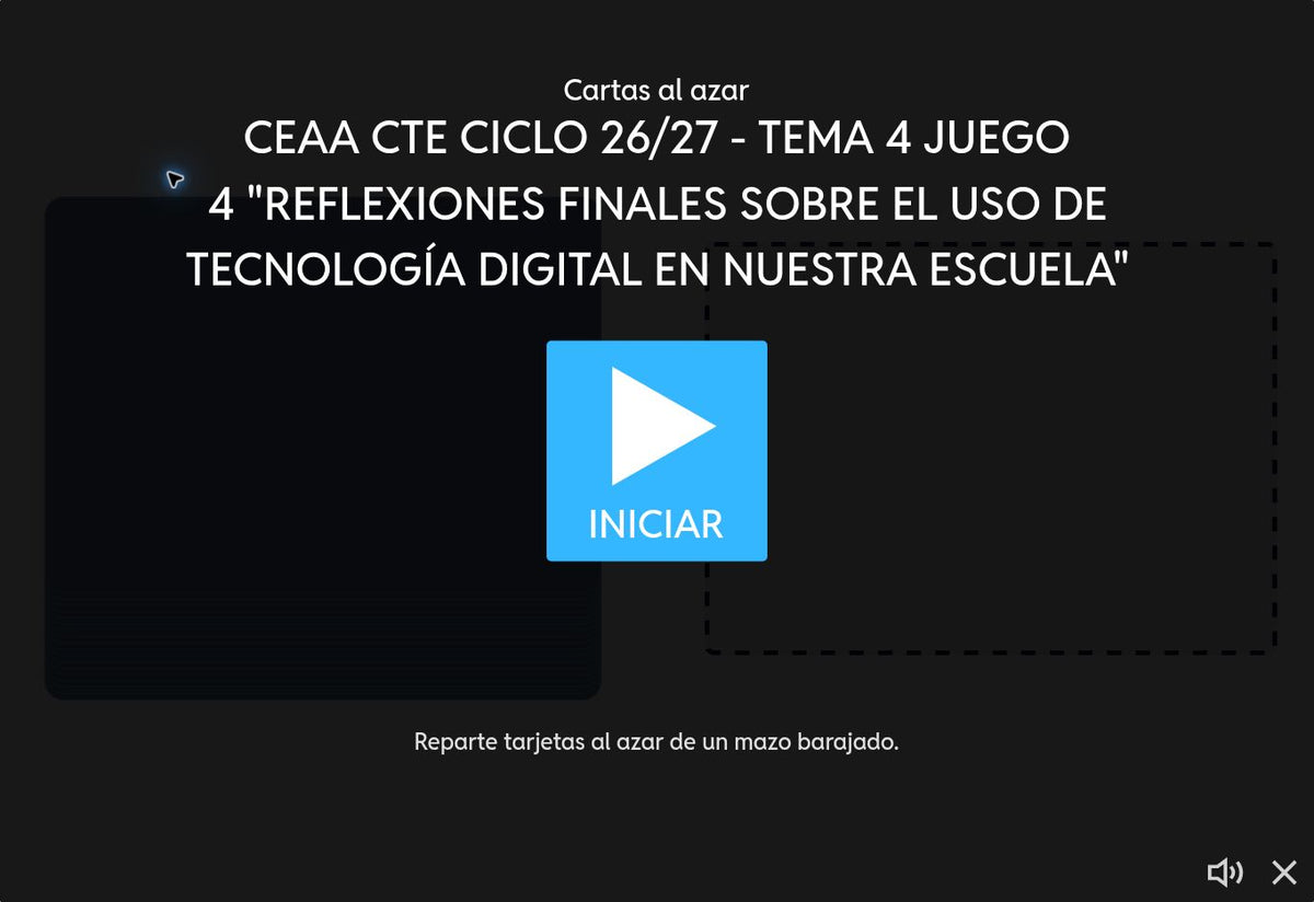 Juego 4, tema 4 de Educación Básica, CTE 2026-2027: pantalla de inicio sobre uso de tecnología digital en la escuela.