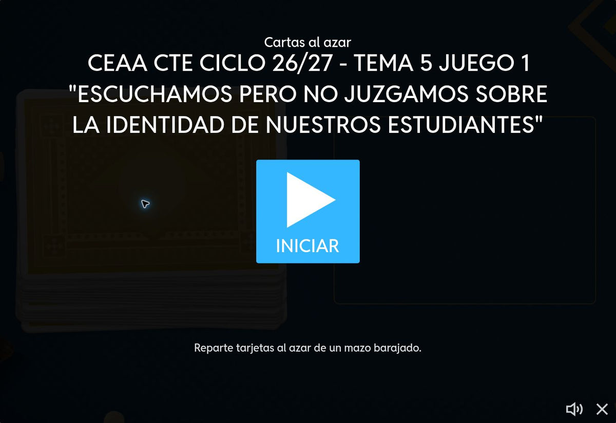 Juego 1, tema 5 de Educación Básica, CTE 2026-2027: pantalla de inicio sobre inclusión de las infancias y adolescencias trans y no binarias.