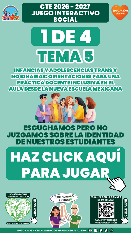 Portada del juego 1 de 4 del tema 5 de Educación Básica, Consejo Técnico Escolar 2026-2027.