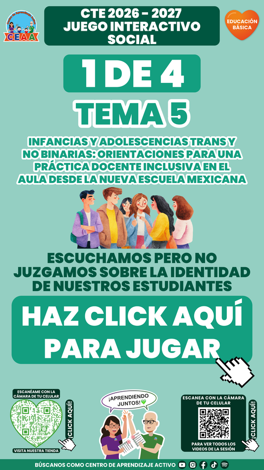 Portada del juego 1 de 4 del tema 5 de Educación Básica, Consejo Técnico Escolar 2026-2027.