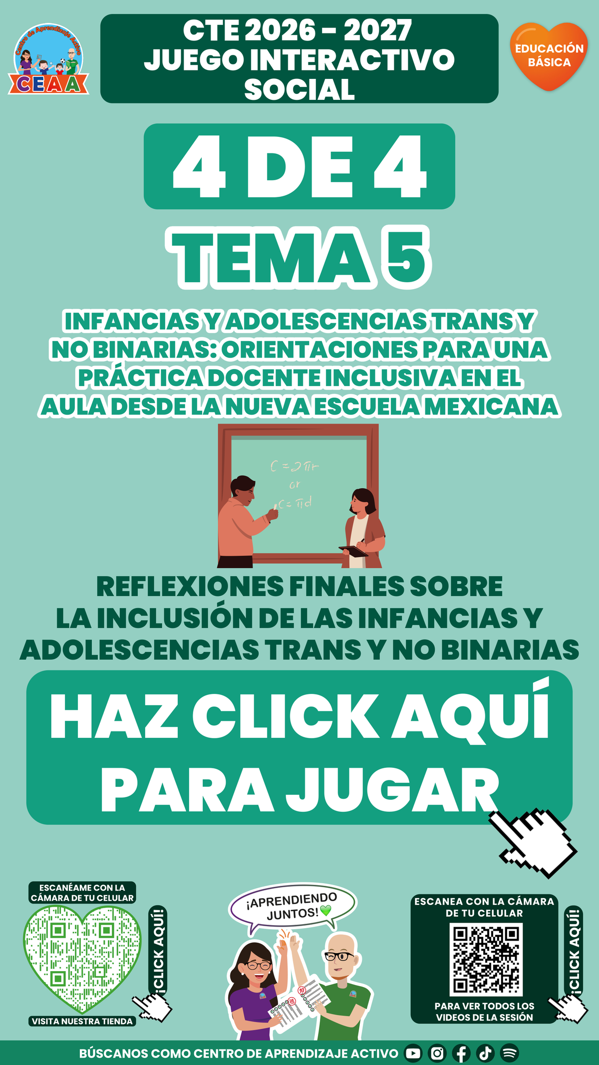 Portada del juego 4 de 4 del tema 5 de Educación Básica, Consejo Técnico Escolar 2026-2027.