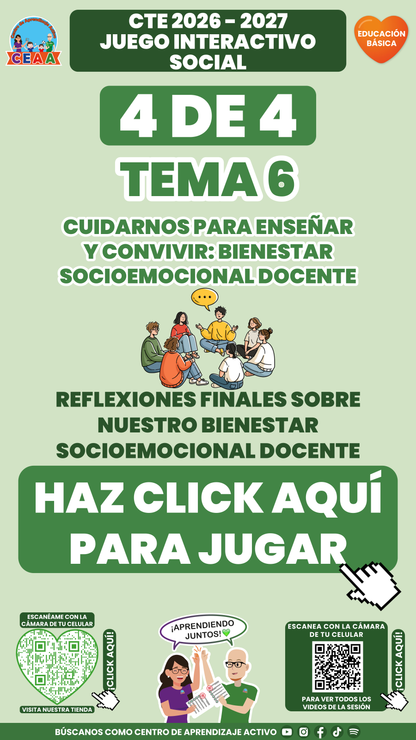 Portada del juego 4 de 4 del tema 6 de Educación Básica, Consejo Técnico Escolar 2026-2027.