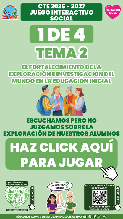 Portada del juego 1 de 4 del tema 2 de Educación Inicial, Consejo Técnico Escolar 2026-2027.