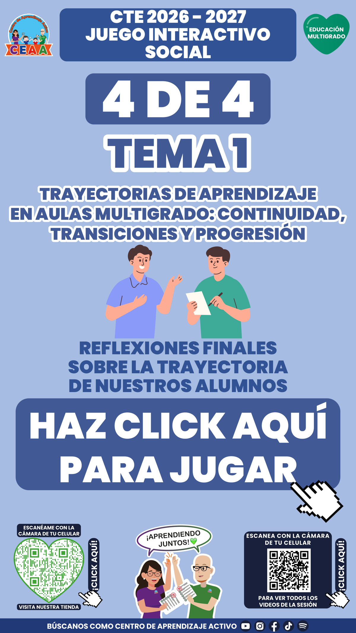 Portada del juego 4 de Multigrado Tema 1: trayectoria de nuestros alumnos. CTE 2026-2027.