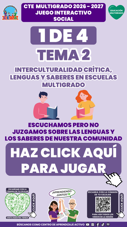 Portada del juego 1 de 4 del tema 2 de Educación Multigrado, Consejo Técnico Escolar 2026-2027.