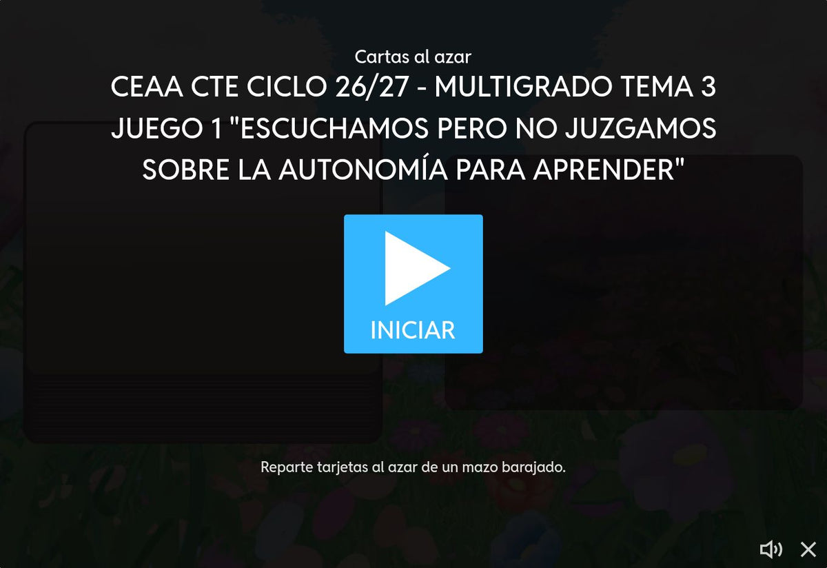 Pantalla de inicio del juego 1 del tema 3 de Multigrado: La autonomía de niñas, niños y adolescentes en el aula multigrado.