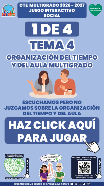 Portada del juego 1 de 4 del tema 4 de Educación Multigrado, Consejo Técnico Escolar 2026-2027.