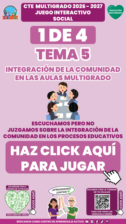 Portada del juego 1 de 4 del tema 5 de Educación Multigrado, Consejo Técnico Escolar 2026-2027.