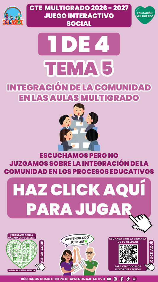 Portada del juego 1 de 4 del tema 5 de Educación Multigrado, Consejo Técnico Escolar 2026-2027.