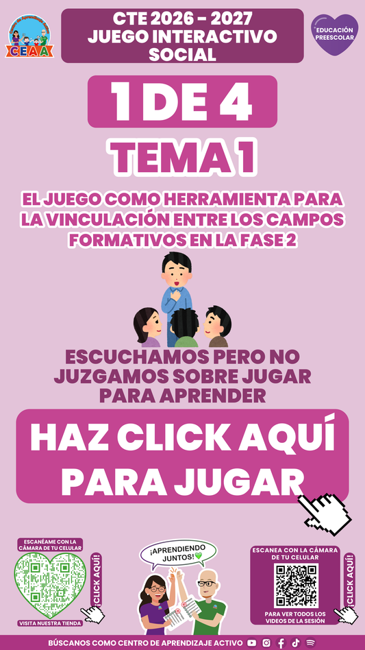 Portada del juego 1 de 4 del tema 1 de Educación Preescolar, Consejo Técnico Escolar 2026-2027.