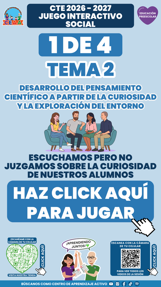 Portada del juego 1 de 4 del tema 2 de Educación Preescolar, Consejo Técnico Escolar 2026-2027.
