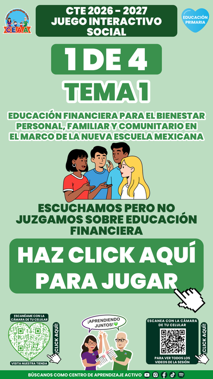 Portada del juego 1 de 4 del tema 1 de Educación Primaria, Consejo Técnico Escolar 2026-2027.
