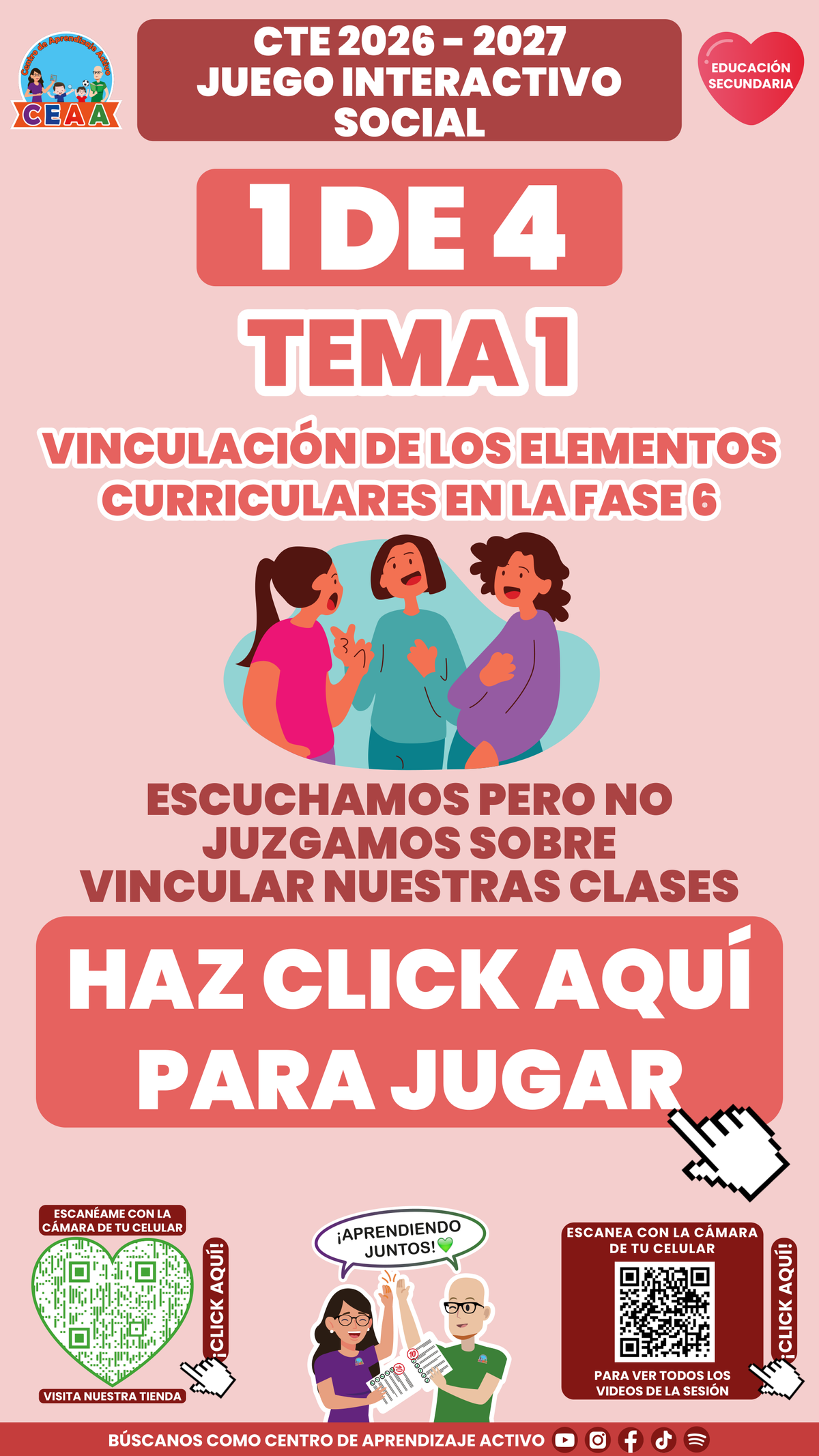 Portada del juego 1 de 4 del tema 1 de Educación Secundaria, Consejo Técnico Escolar 2026-2027.