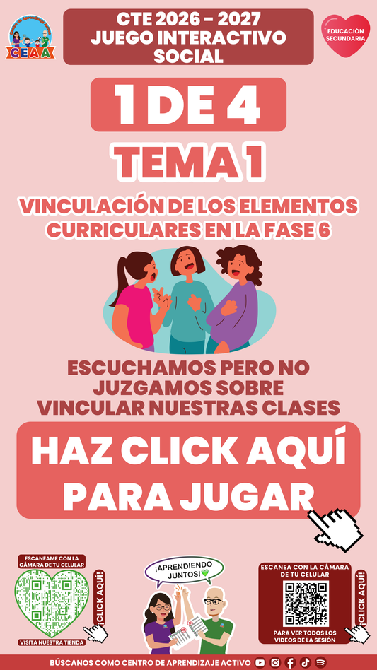 Portada del juego 1 de 4 del tema 1 de Educación Secundaria, Consejo Técnico Escolar 2026-2027.