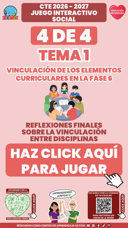 Portada del juego 4 de Secundaria Tema 1: vinculación entre disciplinas. CTE 2026-2027.