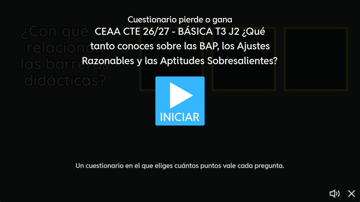 Pantalla de inicio del juego 2 de 4. Educación Básica, tema 3, CTE 2026-2027.