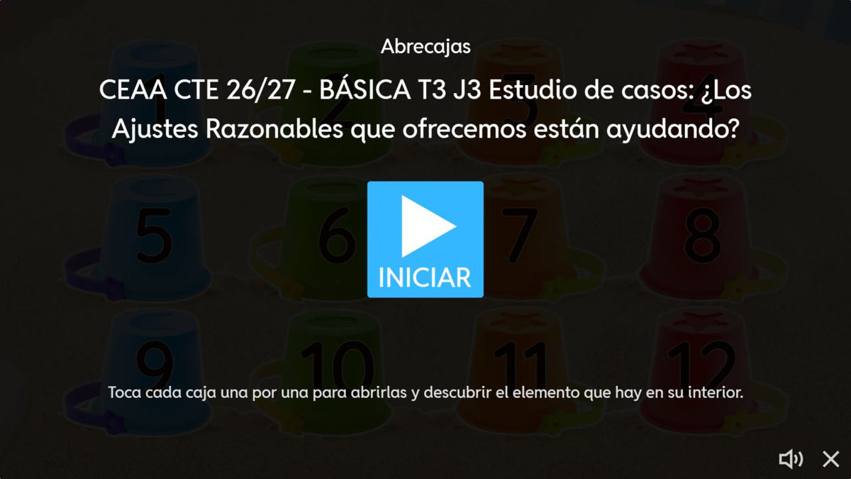 Pantalla de inicio del juego 3 de 4. Educación Básica, tema 3, CTE 2026-2027.