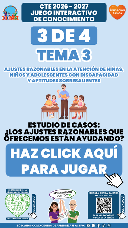 Portada del juego 3 de 4. Educación Básica, tema 3, CTE 2026-2027.