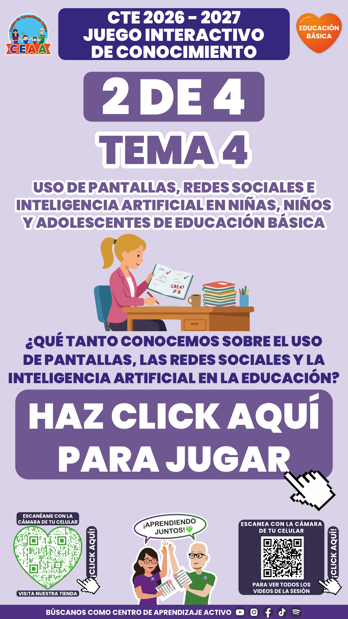 Portada del juego 2 de 4. Educación Básica, tema 4, CTE 2026-2027.