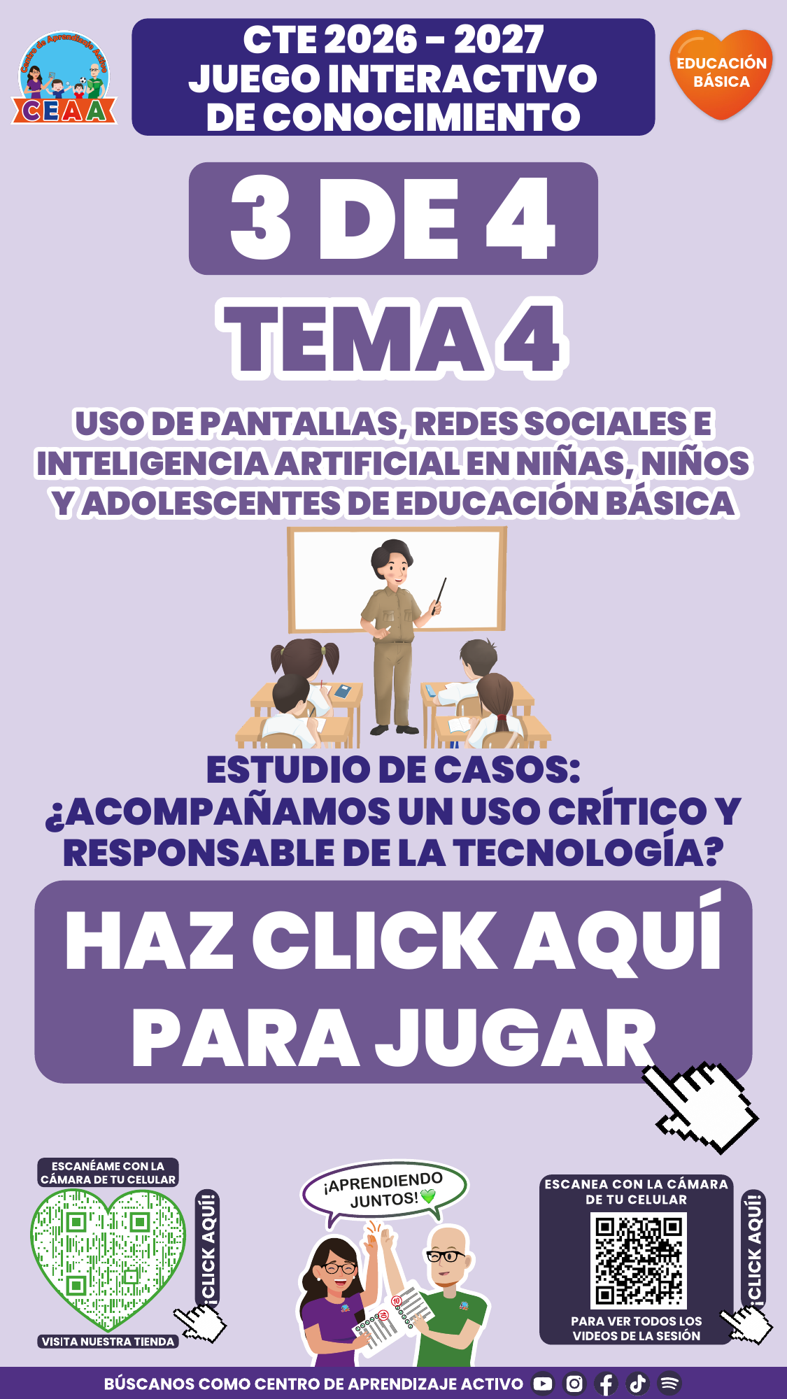 Portada del juego 3 de 4. Educación Básica, tema 4, CTE 2026-2027.