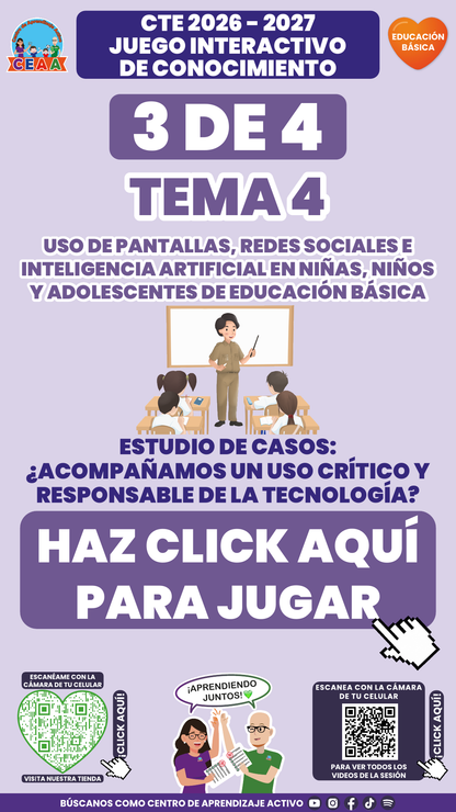 Portada del juego 3 de 4. Educación Básica, tema 4, CTE 2026-2027.