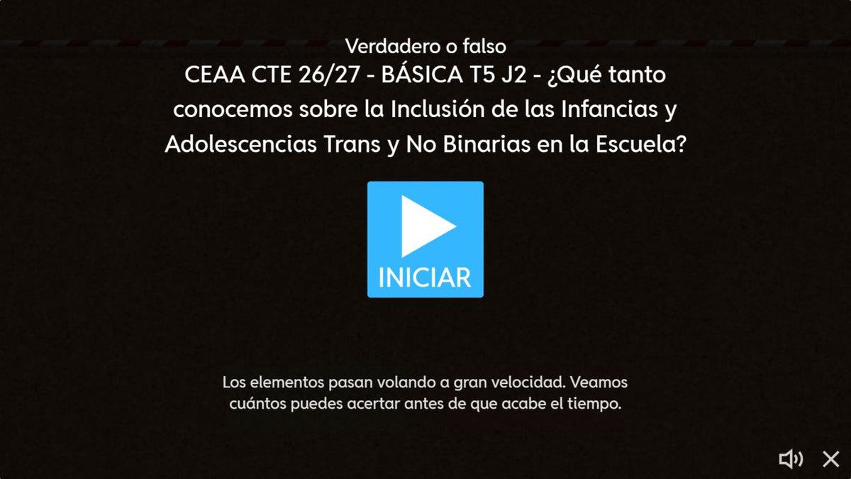 Pantalla de inicio del juego 2 de 4. Educación Básica, tema 5, CTE 2026-2027.