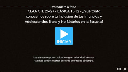 Pantalla de inicio del juego 2 de 4. Educación Básica, tema 5, CTE 2026-2027.