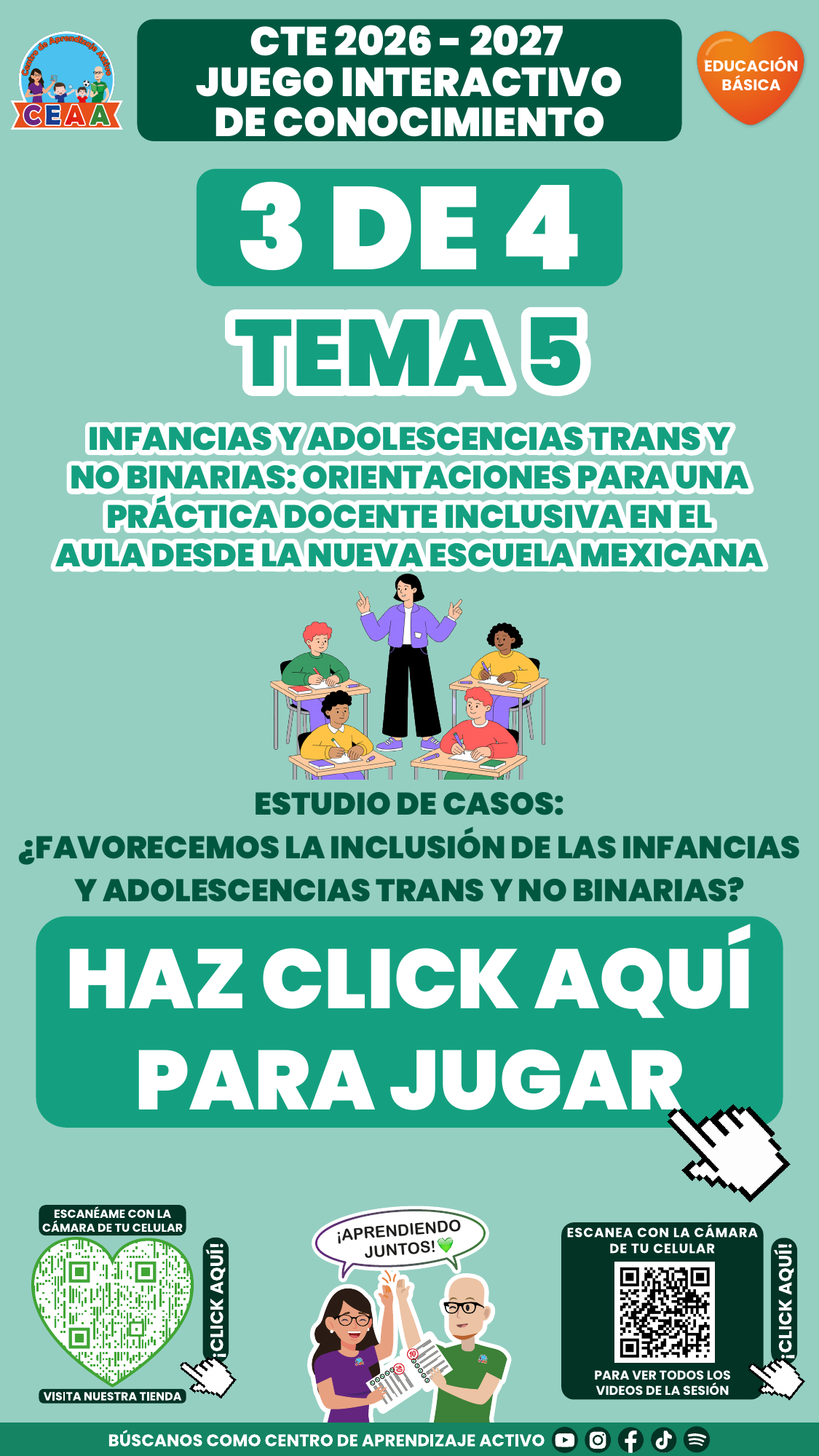 Portada del juego 3 de 4. Educación Básica, tema 5, CTE 2026-2027.