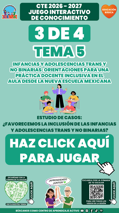 Portada del juego 3 de 4. Educación Básica, tema 5, CTE 2026-2027.