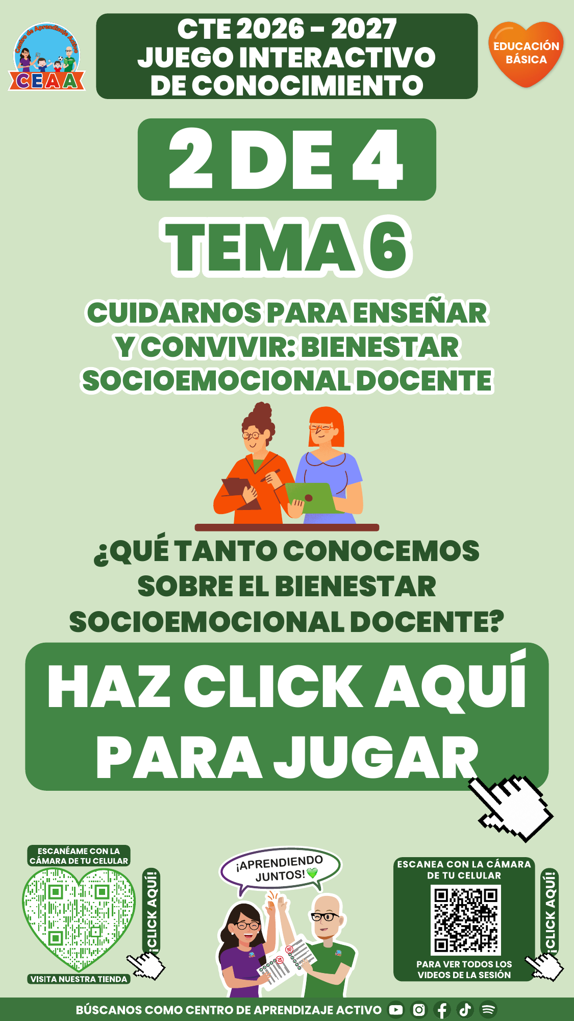 Portada del juego 2 de 4. Educación Básica, tema 6, CTE 2026-2027.