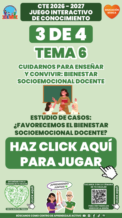 Portada del juego 3 de 4. Educación Básica, tema 6, CTE 2026-2027.