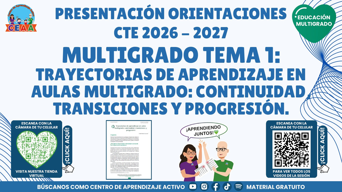 Presentación CTE 2026-2027 gratuita en PDF: Trayectorias de aprendizaje | Multigrado Tema 1